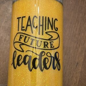 Teaching Future Leaders Yellow Glitter Tumbler